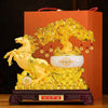 Gold-Tone Horse and Wealth Tree Statue