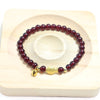 Garnet Bracelet with Gold-Tone Charm, Handwoven Beaded Jewelry