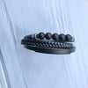 Men's Multi-Layer Leather Bracelet with Stone Beads