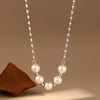 Smile Pearl Necklace Stainless Steel Gold or Silver Tone