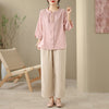 Embroidered Cotton Linen Top and Pants Set