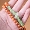 Wood and Green Stone Double Wrap Bracelet