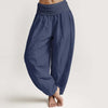 Women's Harem Pants Solid Color Cotton Elastic Waist Loose Fit Casual Trousers