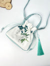 Embroidered Drawstring Bucket Bag with Tassel, Floral and Animal Motifs