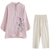 Embroidered Cotton Linen Top and Pants Set