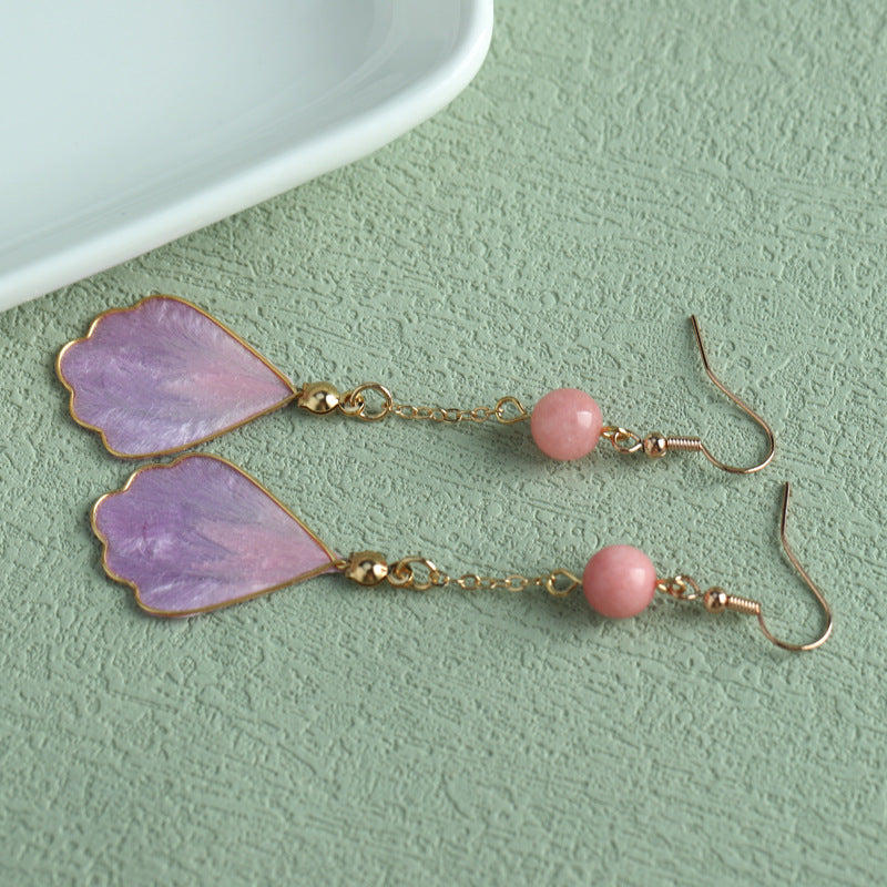Handmade Velvet Flower Earrings, 925 Silver Hook
