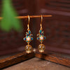 Enamel and Natural Crystal Drop Earrings, Chinese Style
