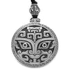Taotie Mythical Beast Pendant Copper Silver Tone Round Necklace