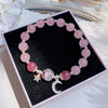 Cat's Eye Glass Bracelet with Star and Moon Charms