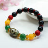 Nine-Eye Dzi Bead Black Agate Bracelet