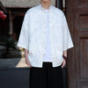 Men's Ice Silk Tang Suit Shirt with Frog Buttons and Pockets