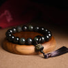 Black Obsidian Wrist Mala with Pixiu Charm and Tassel