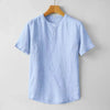 Men's Solid Color Button Short Sleeve Cotton Linen Shirt