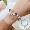 Crystal Flower Bracelet with Leaf Charm