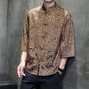 Men's Ice Silk Tang Suit Shirt with Frog Buttons and Pockets
