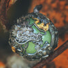 Dragon Pendant Necklace with Green Glow Bead, Copper