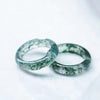 Moss Agate Balance Ring, Moss Green or Red Oil Style