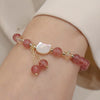 Strawberry Quartz Morganite Shell Cat Bracelet