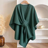Solid Color Cotton Slit Shawl Wrap