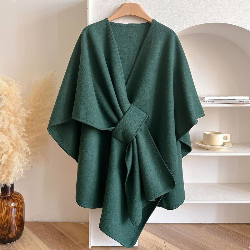 Solid Color Cotton Slit Shawl Wrap