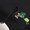 Ebony Wood Hairpin with Freshwater Pearl Tassels