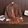 Jacquard Paisley Flower Pattern Color Contrast Design Tassel Cozy Scarf Shawl