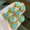 Natural Jade Leaf Adjustable Ring with Gold-Tone Setting