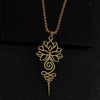 Lotus Unalome Symbol Stainless Steel Necklace and Keychain