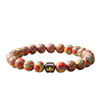 Natural Stone Bead Bracelet with Hematite Charm