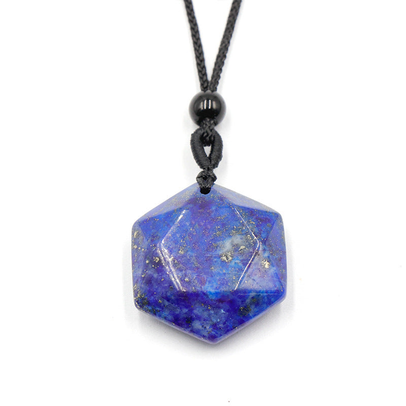 Hexagonal Crystal Pendant Necklace with Cord