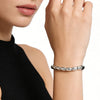 Silver-Plated Beaded Bracelet with Geometric Charms