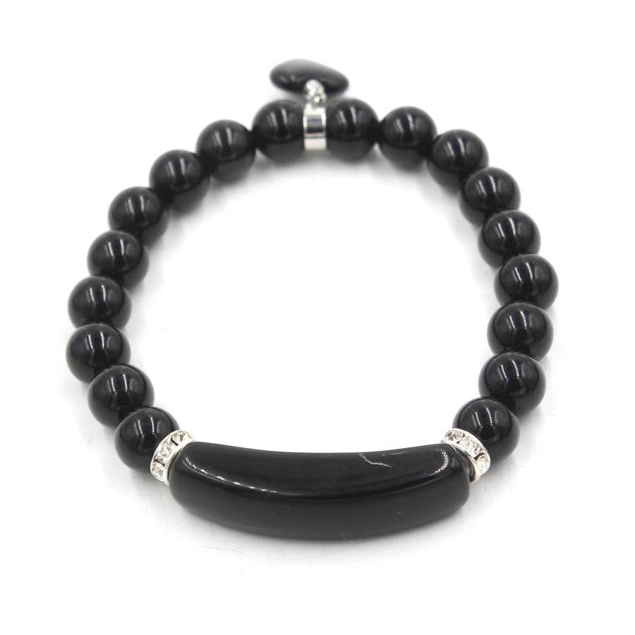 Quartz Love Heart Beads Bracelet with Gemstone Pendant