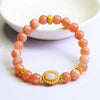 Natural Peach Moonstone Bracelet with Gold-Tone Charm