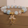 Aquamarine Pink Crystal Zircon Butterfly Charm Bracelet