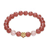 Strawberry Quartz Flower Bracelet with White Agate