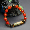 Nine-Eye Dzi Bead Black Agate Bracelet