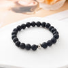 Matte Lava Rock and Howlite Bead Bracelet with Skull or Metal Charm