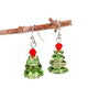 Christmas Tree Drop Earrings with Red Bead Top