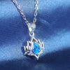 925 Sterling Silver Lotus Necklace Pendant with Blue or White Stone