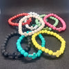 Cross Charm Beaded Bracelet with Stone or Lava Rock