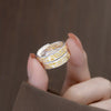 Adjustable Copper Ring with Heart Sutra and Floral Pattern