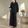 Women's Meditation Cloth Set: V-Neck Top and Wide Leg Pants
