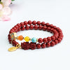 Cinnabar Pixiu Bracelet with Gold-Tone Charm