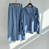 Women's Cotton Linen Meditation Set Long Sleeve Shirt Pants