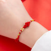Red Ruyi Knot Braided Bracelet with Copper Coin Charm