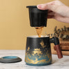 Ceramic Tea Cup with Infuser and Wooden Handle