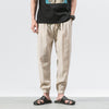 Men's Linen Blend Pants with Drawstring and Pockets