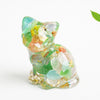 Crystal Chip Resin Cat Figurine Desktop Decoration