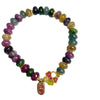 Colorful Tourmaline Bracelet with Flower Charm