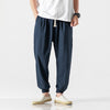 Men's Linen Blend Pants with Drawstring and Pockets